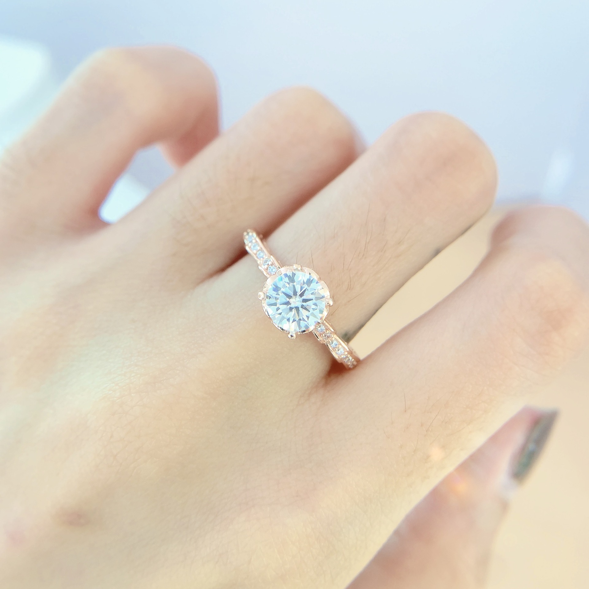 Mode Einfacher Stil Krone Sterling Silber Diamant Künstlicher Diamant Ringe display picture 3