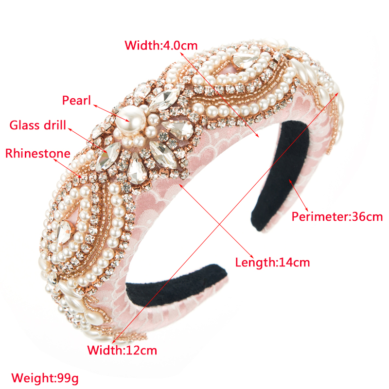 Elegant Streifen Wellen Tuch Inlay Künstliche Perlen Strasssteine Haarband display picture 1