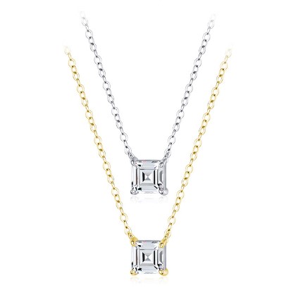 Simple Style Square Sterling Silver Inlay Zircon Pendant Necklace 1 Piece display picture 1