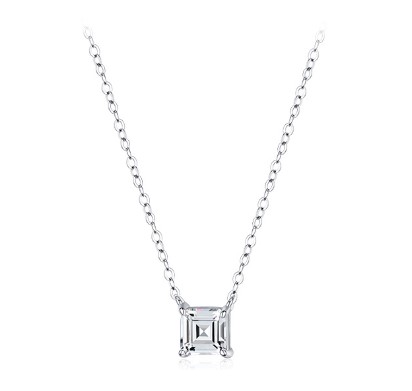 Simple Style Square Sterling Silver Inlay Zircon Pendant Necklace 1 Piece display picture 2