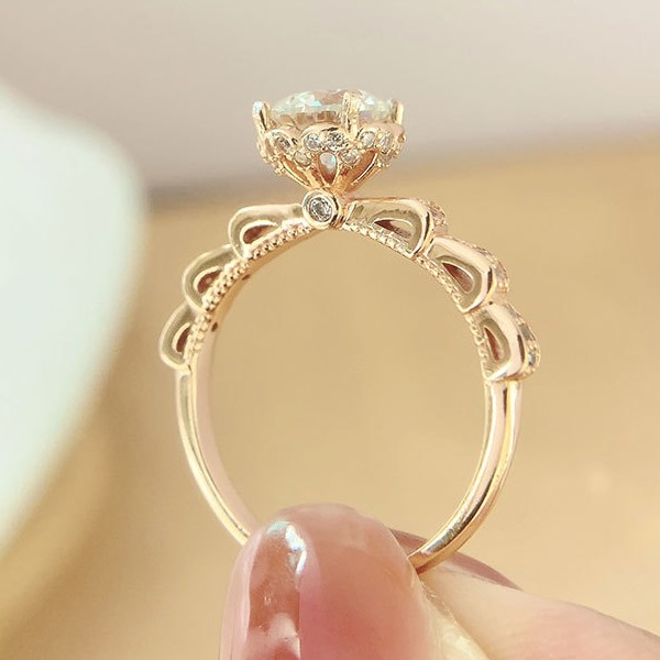 Mode Style Simple Couronne Argent Sterling Diamant Diamant Artificiel Anneaux display picture 1