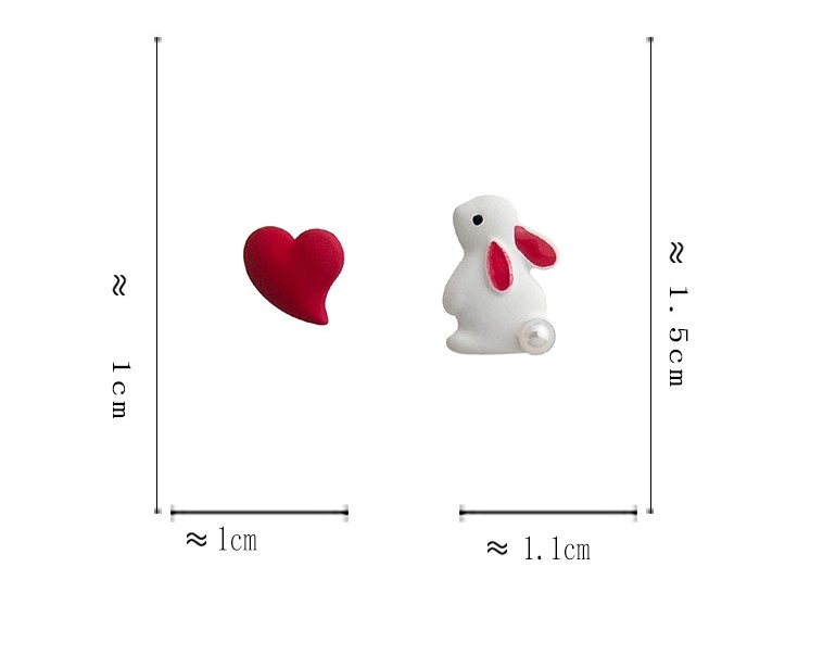 1 Paar Mode Kaninchen Herzform Imitationsperle Legierung Asymmetrisch Emaille Einbrennlack Frau Ohrstecker display picture 5