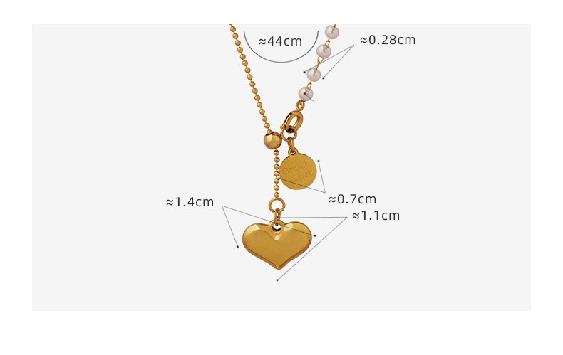 Simple Style Heart Shape Titanium Steel Pearl Plating Pendant Necklace 1 Piece display picture 4