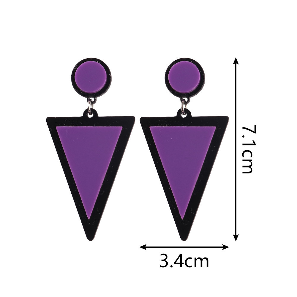 1 Pair Fashion Triangle Round Arylic Patchwork Women's Drop Earrings display picture 5