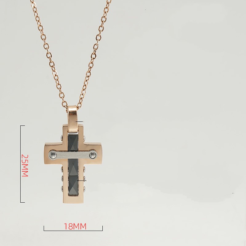 Fashion Cross Stainless Steel Titanium Steel Polishing Plating Inlay Ceramics Pendant Necklace 1 Piece display picture 5