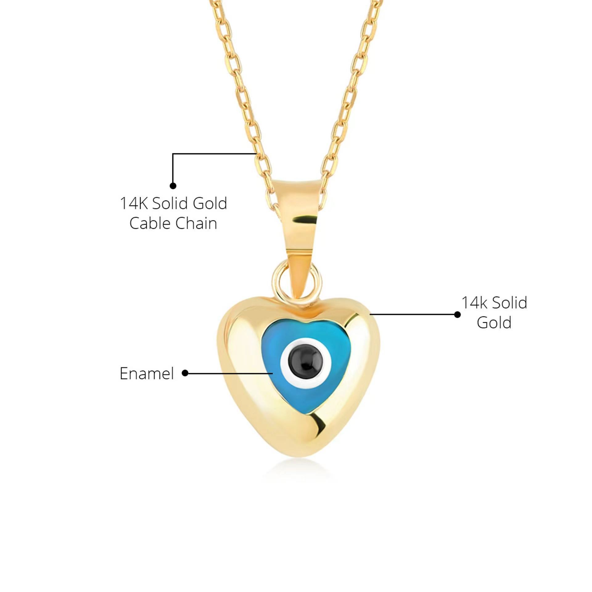 201 Stainless Steel 304 Stainless Steel Glass Retro Enamel Plating Heart Shape Eye Pendant Necklace display picture 1