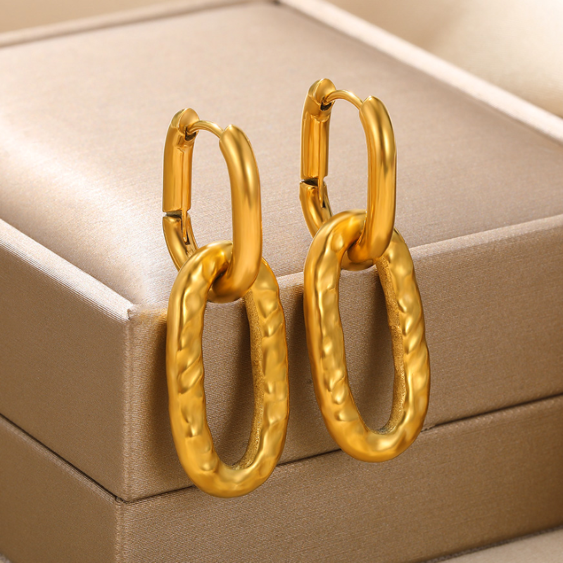 1 Paar Vintage-stil Einfacher Stil Einfarbig Asymmetrisch Überzug Rostfreier Stahl 18 Karat Vergoldet Ohrringe display picture 8