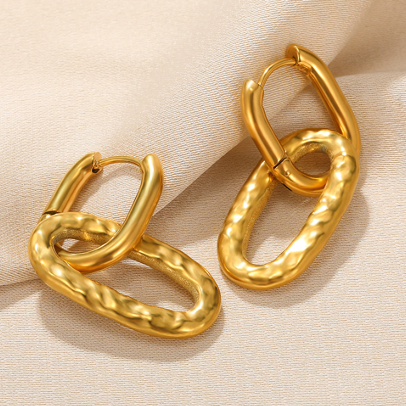1 Pair Vintage Style Simple Style Solid Color Asymmetrical Plating Stainless Steel 18k Gold Plated Earrings display picture 6