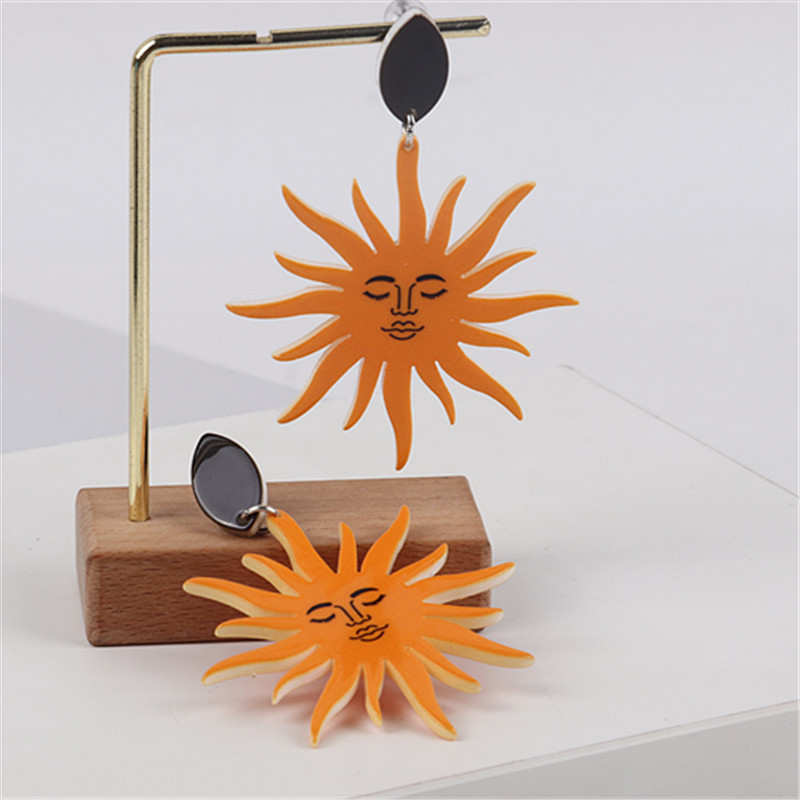 1 Par Estilo Simple Sol Impresión Arílico Pendientes De Gota display picture 1