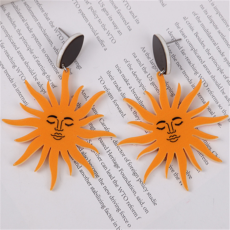 1 Pair Simple Style Sun Printing Arylic Drop Earrings display picture 3