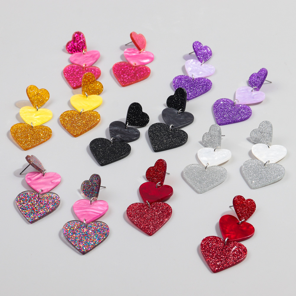1 Pair Simple Style Heart Shape Arylic Drop Earrings display picture 4