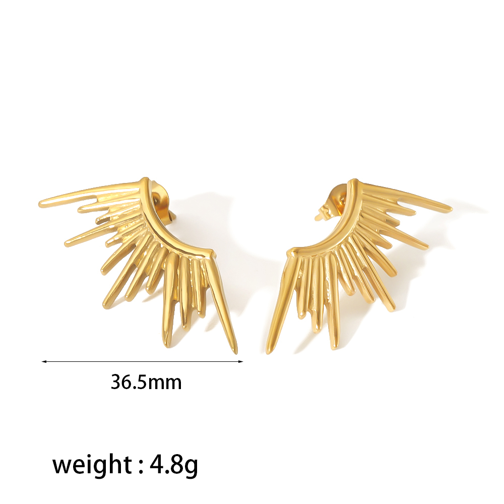 304 Stainless Steel 18K Gold Plated Simple Style Polishing Plating Sun Earrings Necklace display picture 6