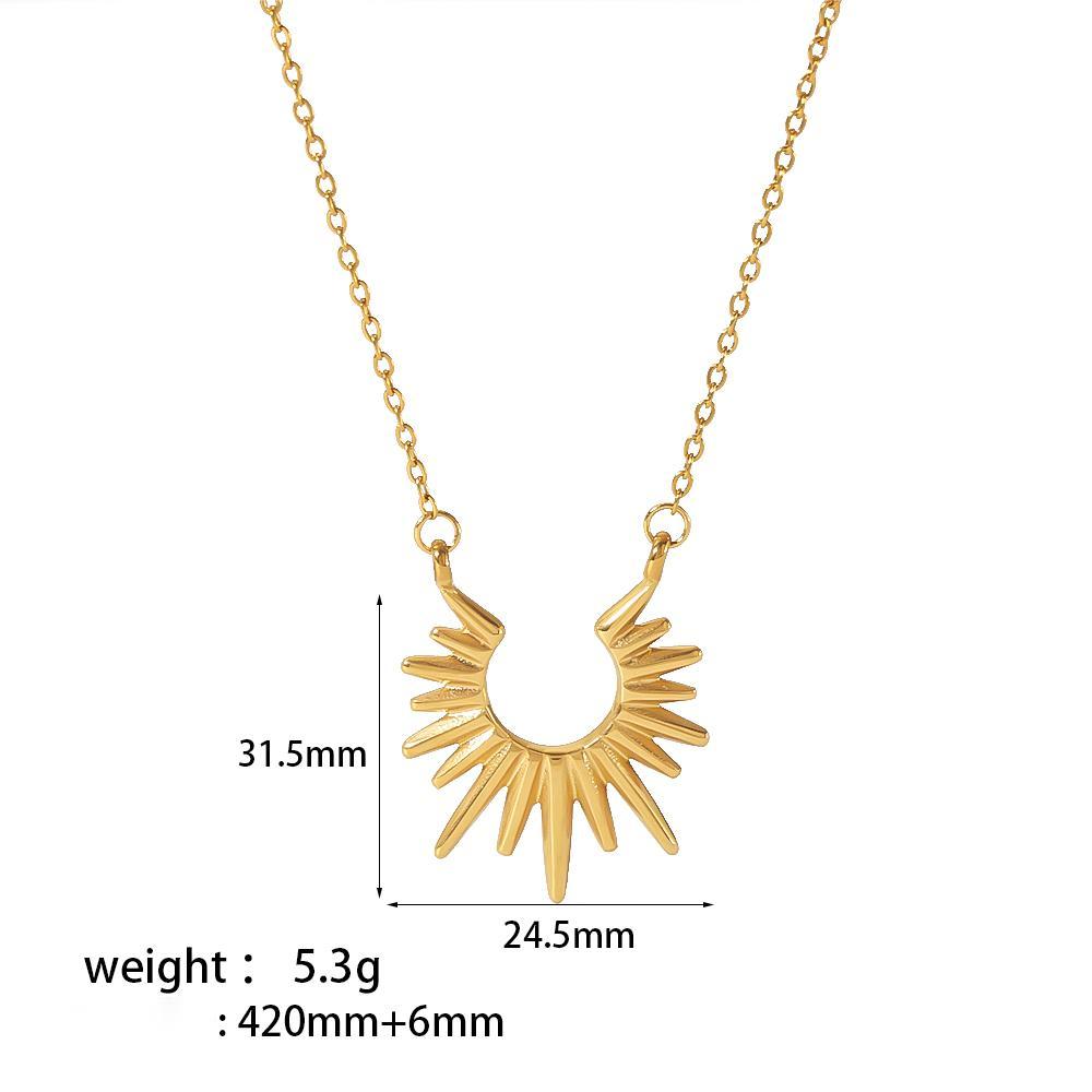 Edelstahl 304 18 Karat Vergoldet Einfacher Stil Polieren Überzug Sonne Ohrringe Halskette display picture 5