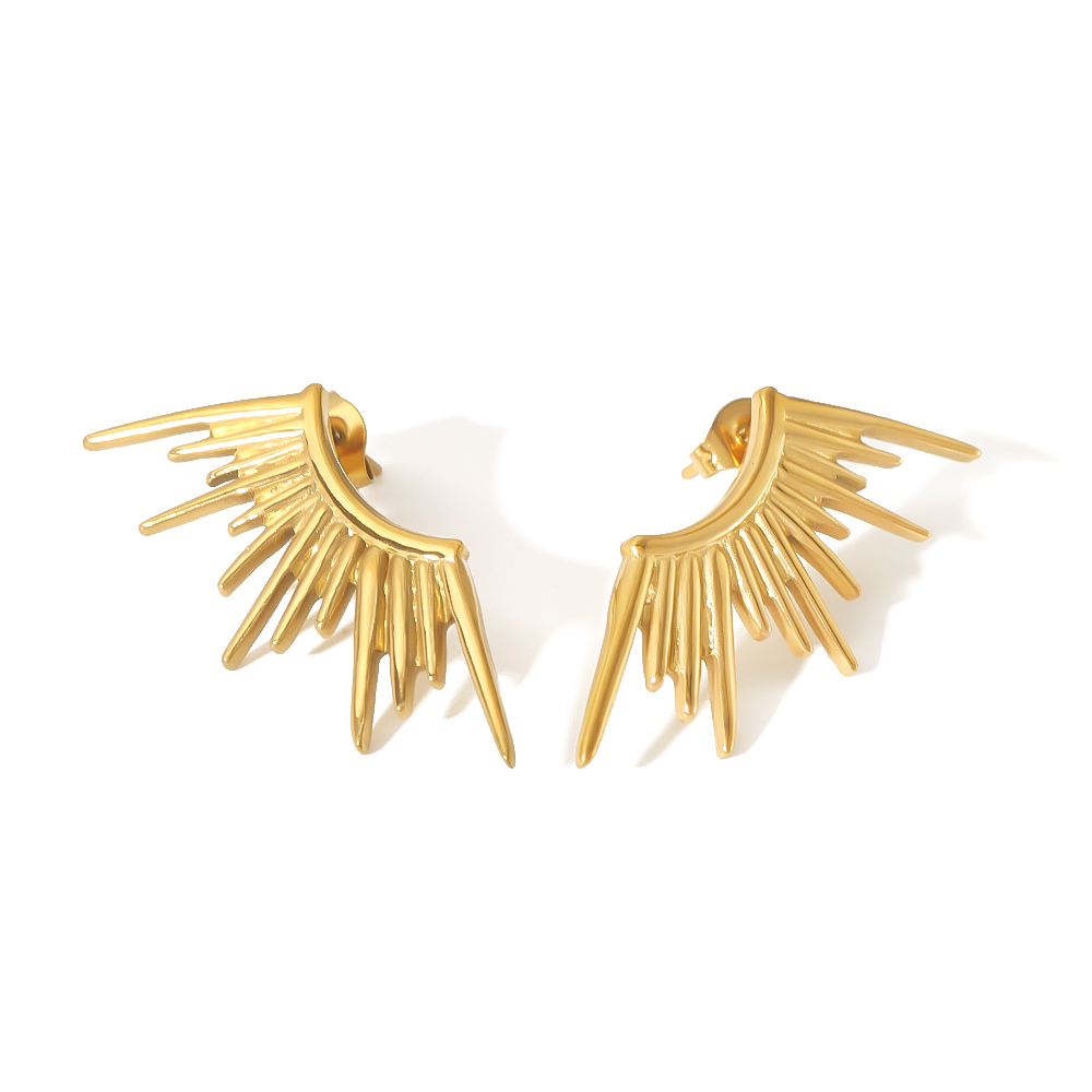 Edelstahl 304 18 Karat Vergoldet Einfacher Stil Polieren Überzug Sonne Ohrringe Halskette display picture 8