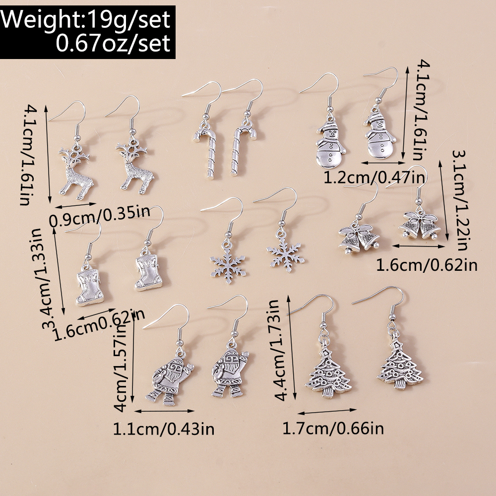 1 Pair Casual Streetwear Christmas Tree Snowflake Zinc Alloy Drop Earrings display picture 5