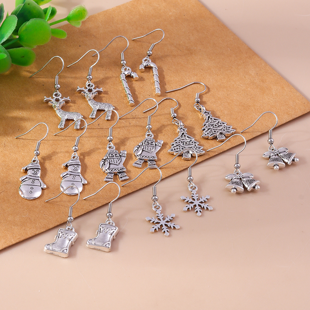 1 Pair Casual Streetwear Christmas Tree Snowflake Zinc Alloy Drop Earrings display picture 7