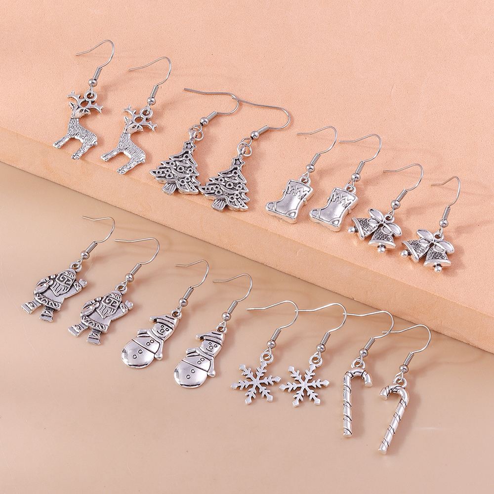 1 Pair Casual Streetwear Christmas Tree Snowflake Zinc Alloy Drop Earrings display picture 8