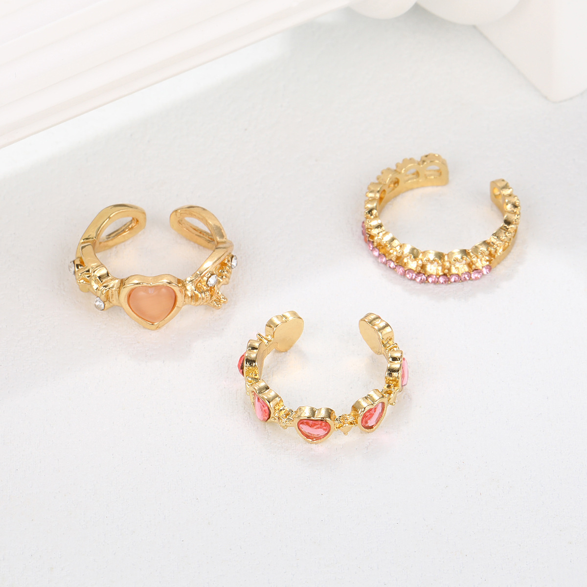 Sweet Heart Shape Alloy Plating Women's Open Rings display picture 2