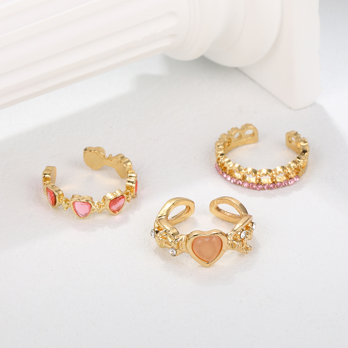 Sweet Heart Shape Alloy Plating Women's Open Rings display picture 3