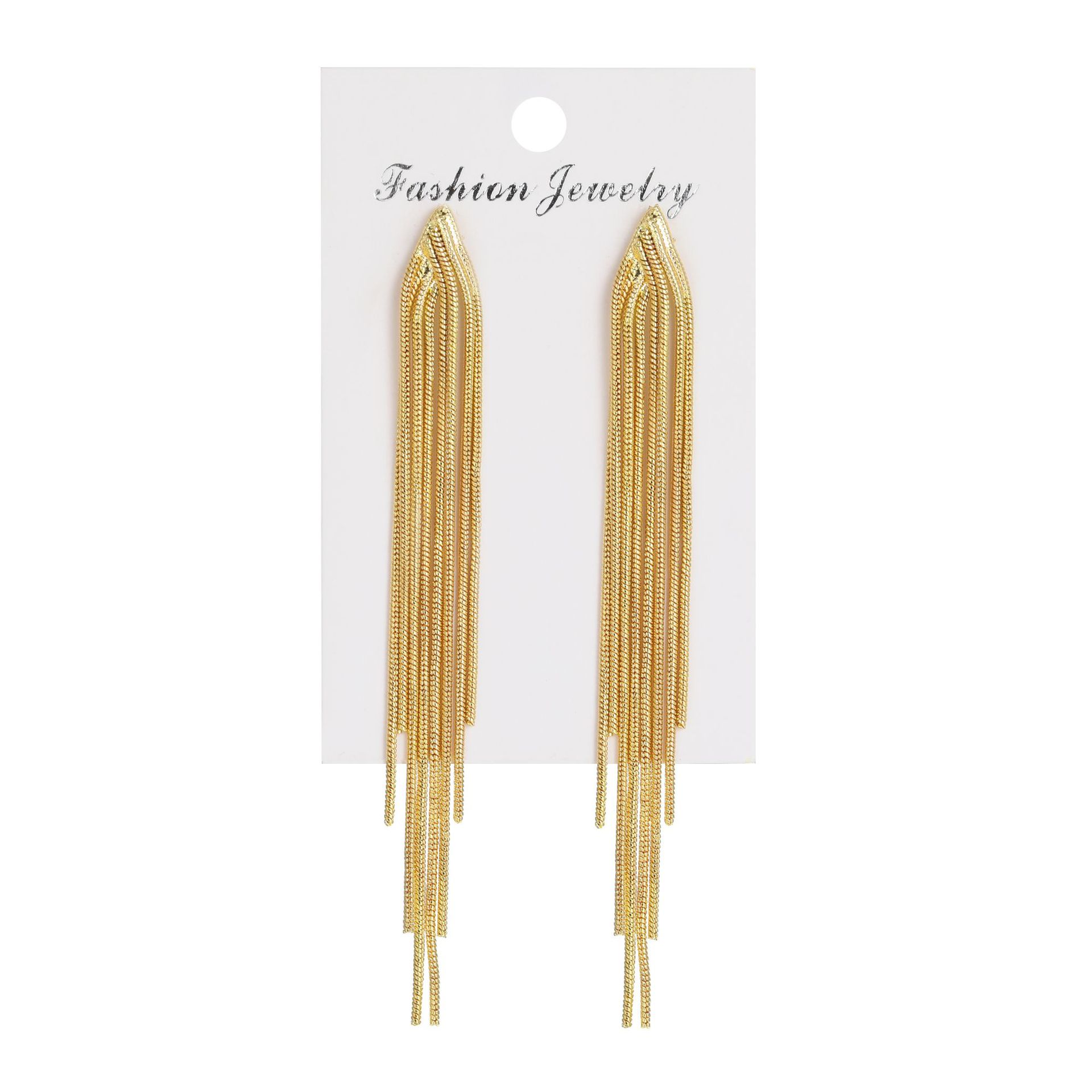 1 Pair Classic Style Solid Color Tassel Alloy Drop Earrings display picture 2