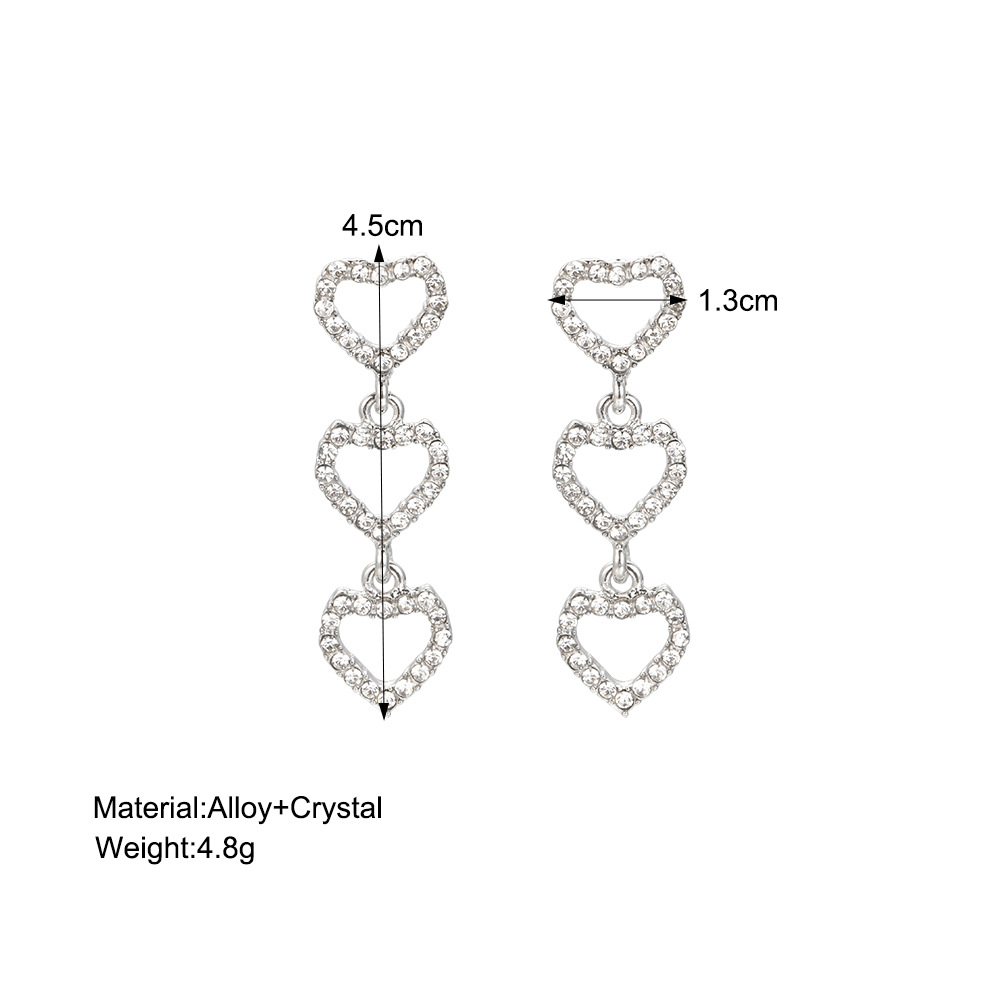 1 Paire Style Simple Forme De Cœur Incruster Alliage Zircon Boucles D'oreilles display picture 1