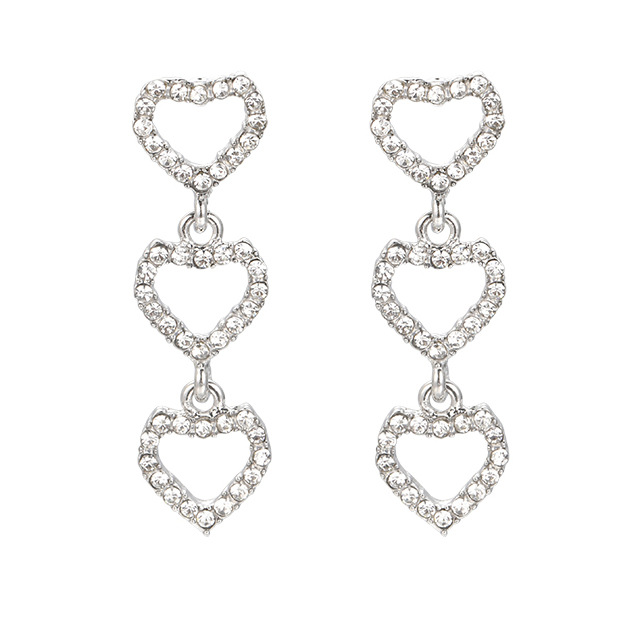 1 Pair Simple Style Heart Shape Inlay Alloy Zircon Drop Earrings display picture 2
