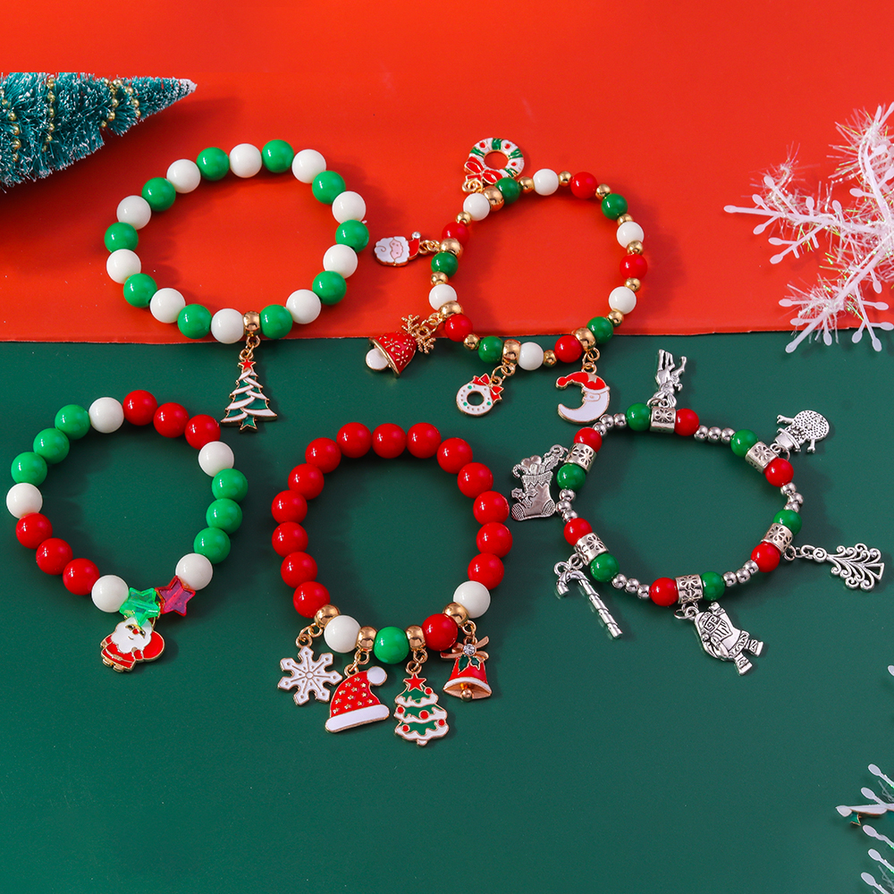 Cute Christmas Streetwear Christmas Hat Christmas Tree Alloy Wholesale Bracelets display picture 7
