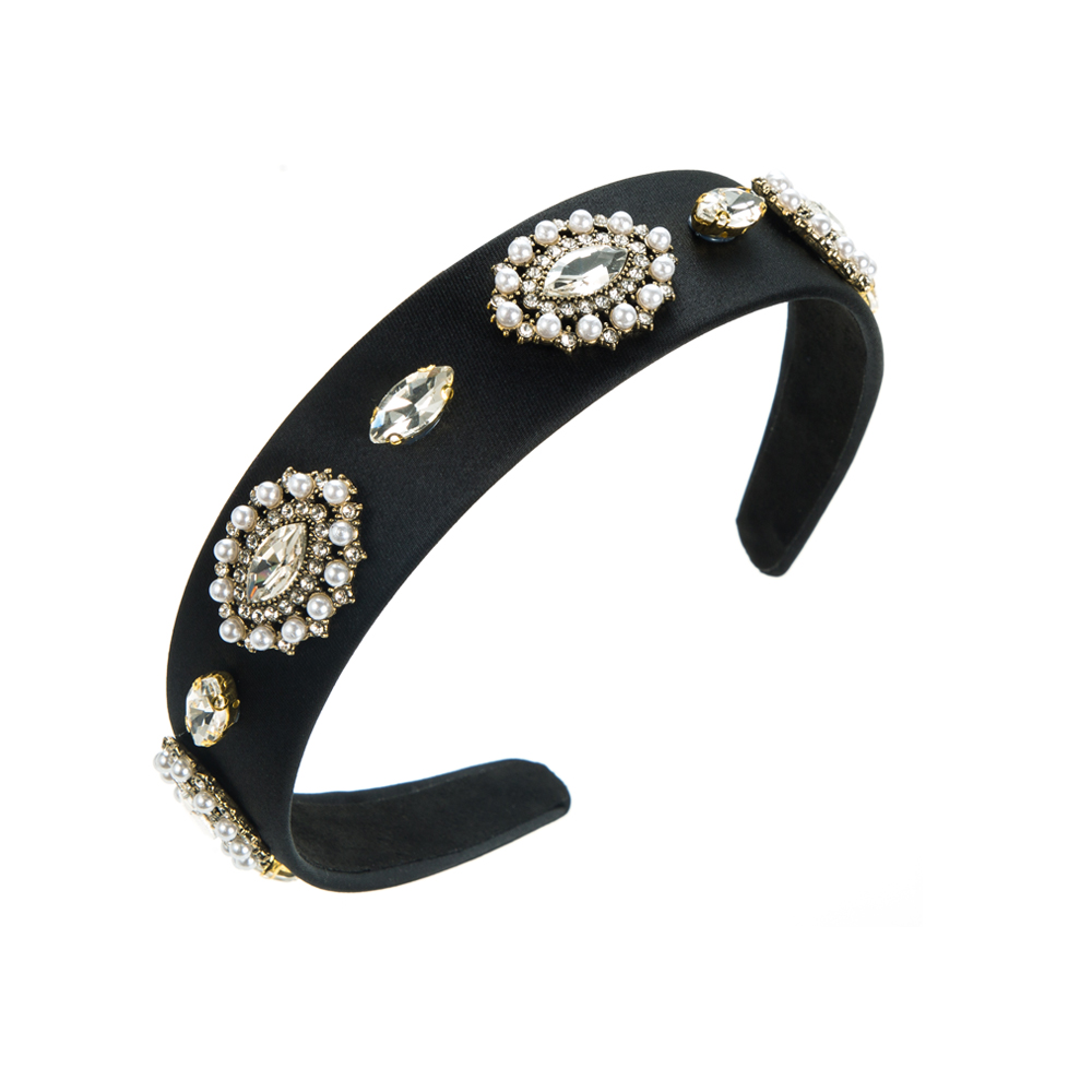 Elegant Luxurious Oval Cloth Inlay Rhinestones Pearl Hair Band display picture 7