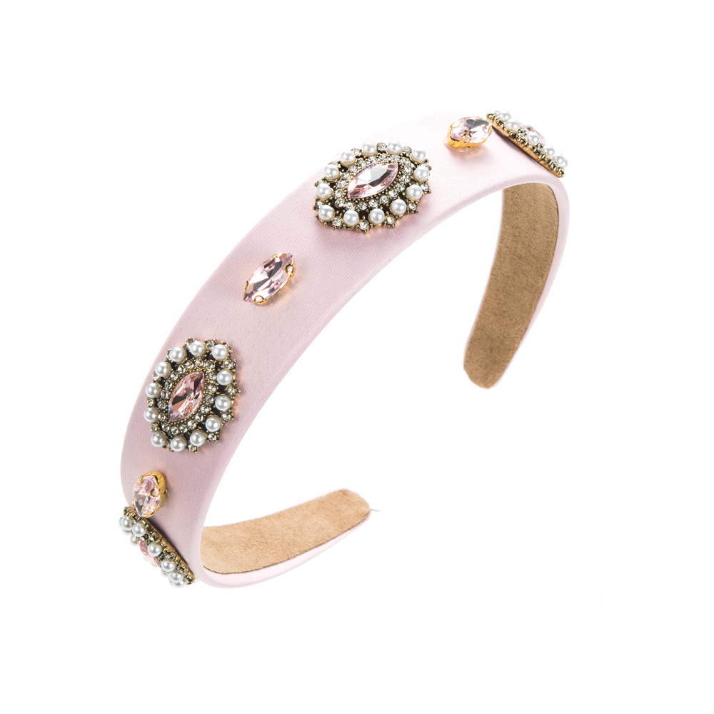Elegant Luxurious Oval Cloth Inlay Rhinestones Pearl Hair Band display picture 6