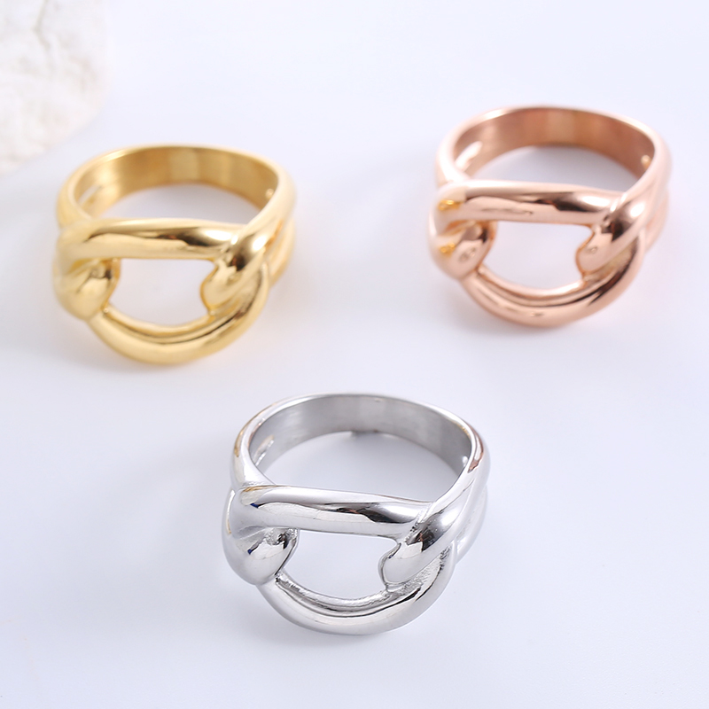 Elegant Luxurious Solid Color Stainless Steel Plating 18k Gold Plated Rose Gold Plated Rings display picture 3