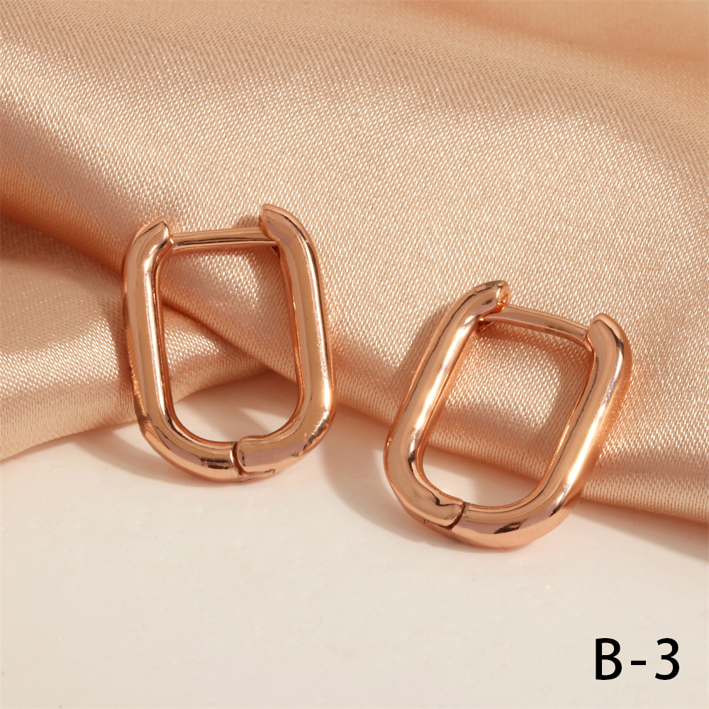 1 Paar Einfacher Stil U-form Runden Überzug Kupfer 18 Karat Vergoldet Reif Ohrringe display picture 11