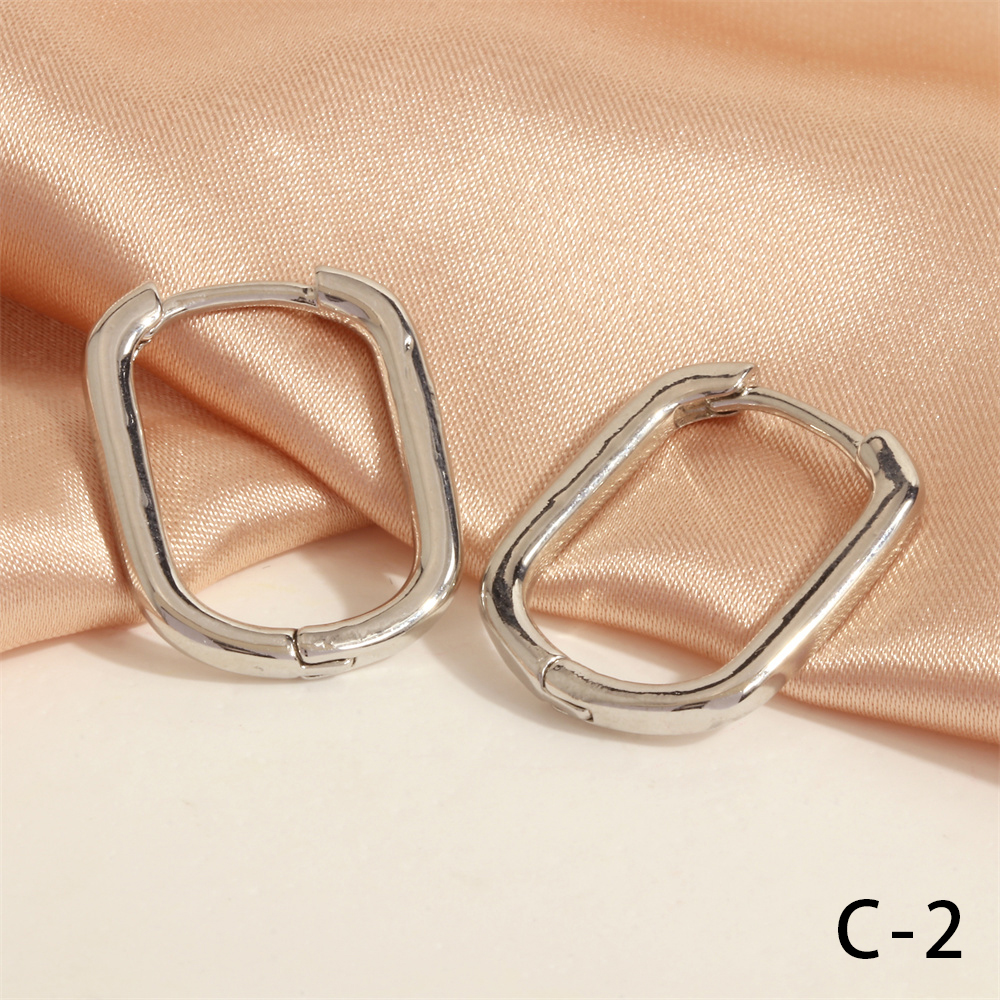 1 Pair Simple Style U Shape Round Plating Copper 18k Gold Plated Hoop Earrings display picture 12