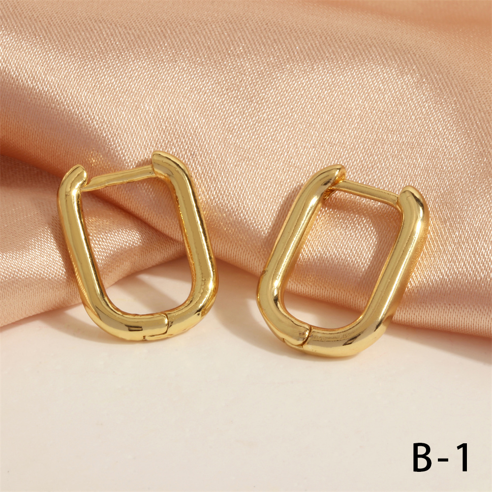 1 Pair Simple Style U Shape Round Plating Copper 18k Gold Plated Hoop Earrings display picture 9