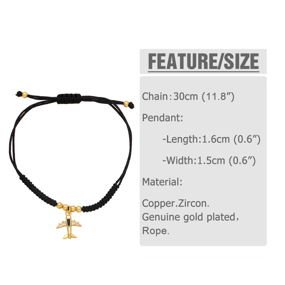 Simple Style Airplane Rope Copper Inlay Zircon Women's Bracelets display picture 1
