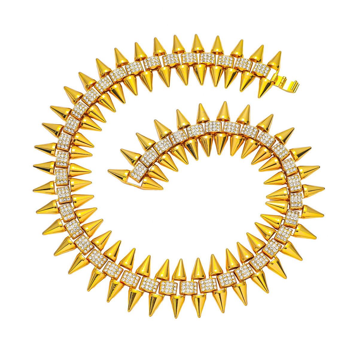 Hip-hop Geometric Alloy Rivet Inlay Zircon Men's Bracelets Necklace display picture 1