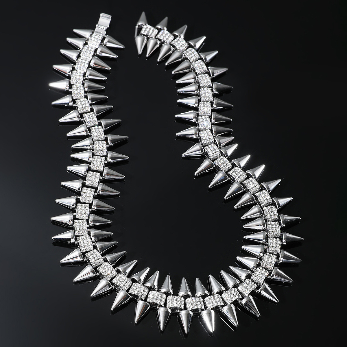 Hip-hop Geometric Alloy Rivet Inlay Zircon Men's Bracelets Necklace display picture 6