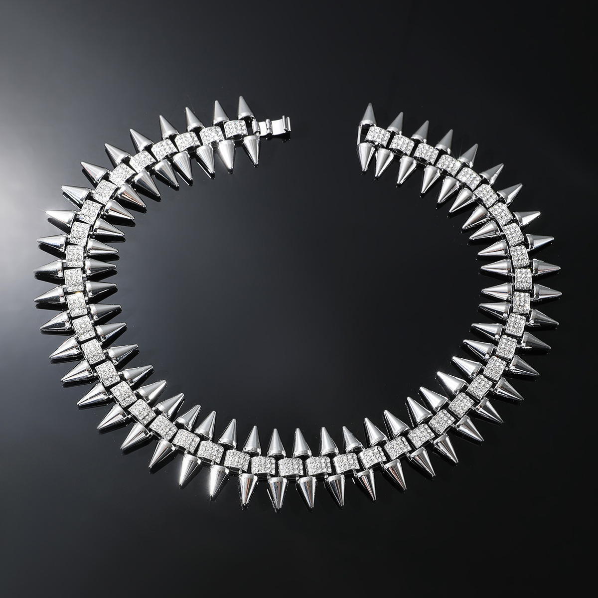 Hip-hop Geometric Alloy Rivet Inlay Zircon Men's Bracelets Necklace display picture 8