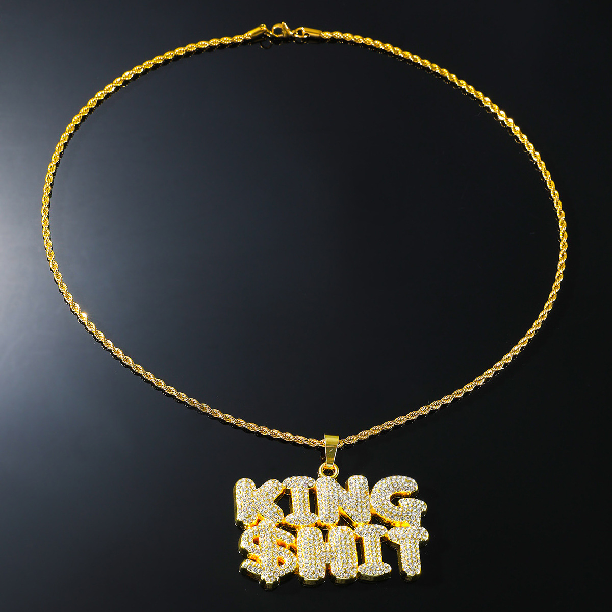 Hip-hop Streetwear Letter Alloy Plating Inlay Zircon Men's Pendant Necklace display picture 2