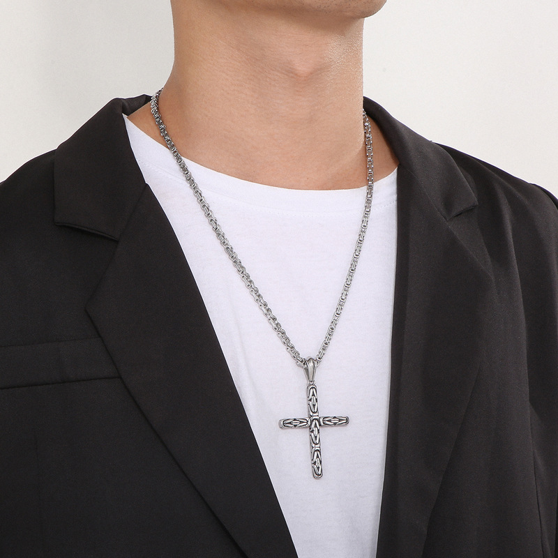 Hip-hop Streetwear Cross Titanium Steel Men's Pendant Necklace display picture 8