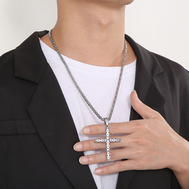 Hip-hop Streetwear Cross Titanium Steel Men's Pendant Necklace display picture 9
