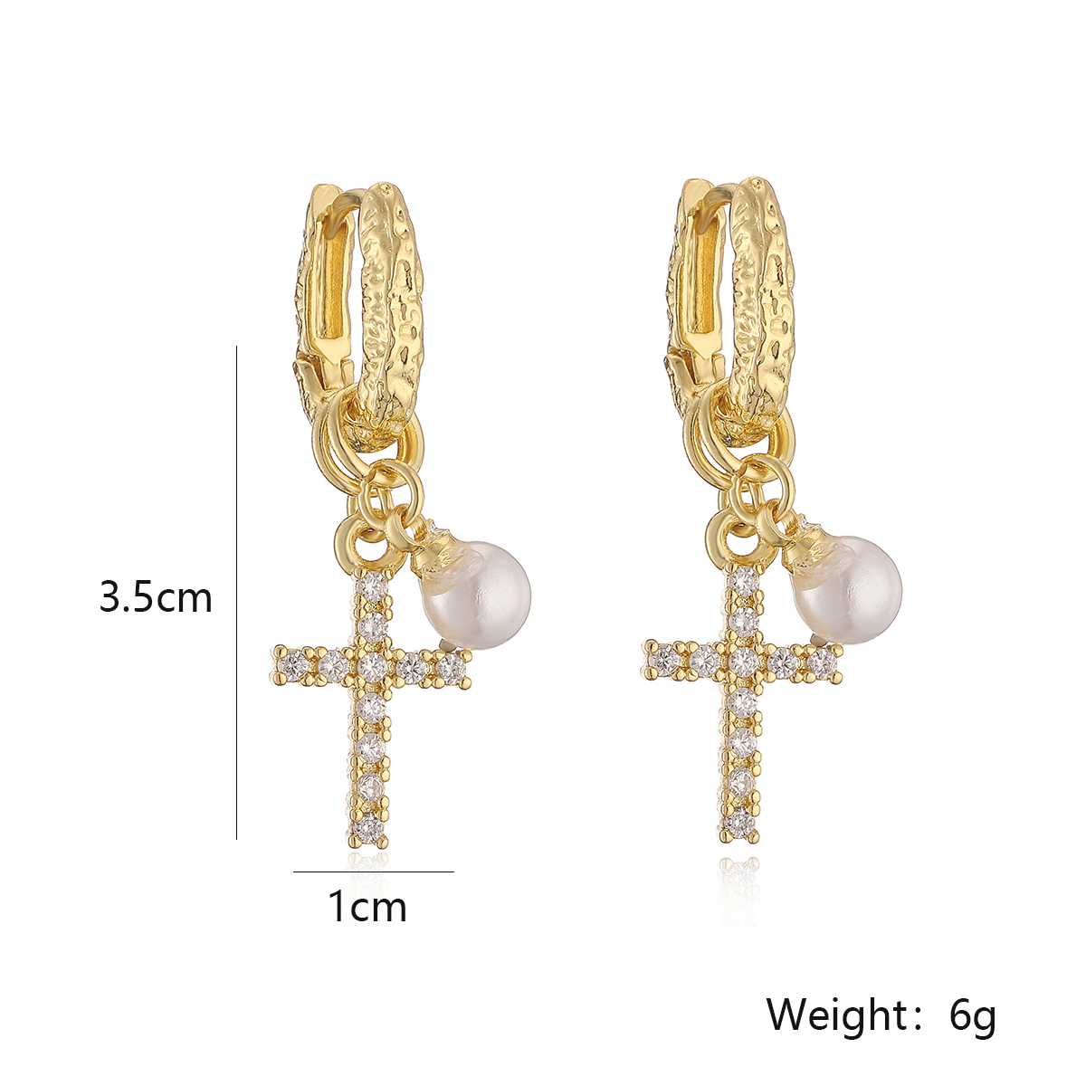 1 Pair Elegant Lady Simple Style Cross Lotus Plating Inlay Copper Zircon 18k Gold Plated Drop Earrings display picture 1
