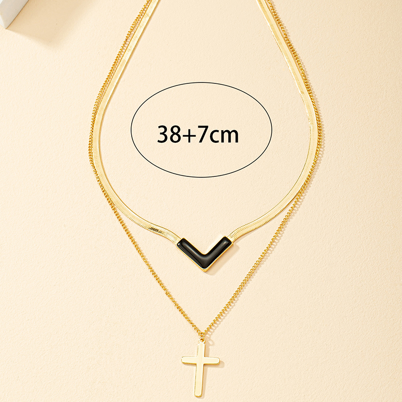 Simple Style Classic Style Cross Alloy Plating 14k Gold Plated Women's Layered Necklaces display picture 2