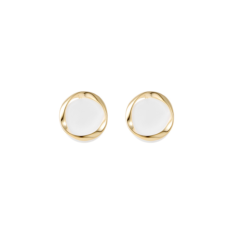 1 Pair Elegant Modern Style Korean Style Round Plating Copper 14k Gold Plated Ear Studs display picture 1