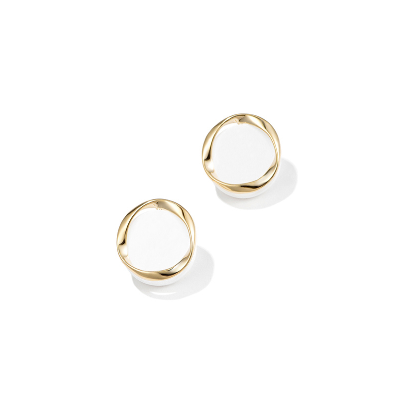 1 Pair Elegant Modern Style Korean Style Round Plating Copper 14k Gold Plated Ear Studs display picture 2