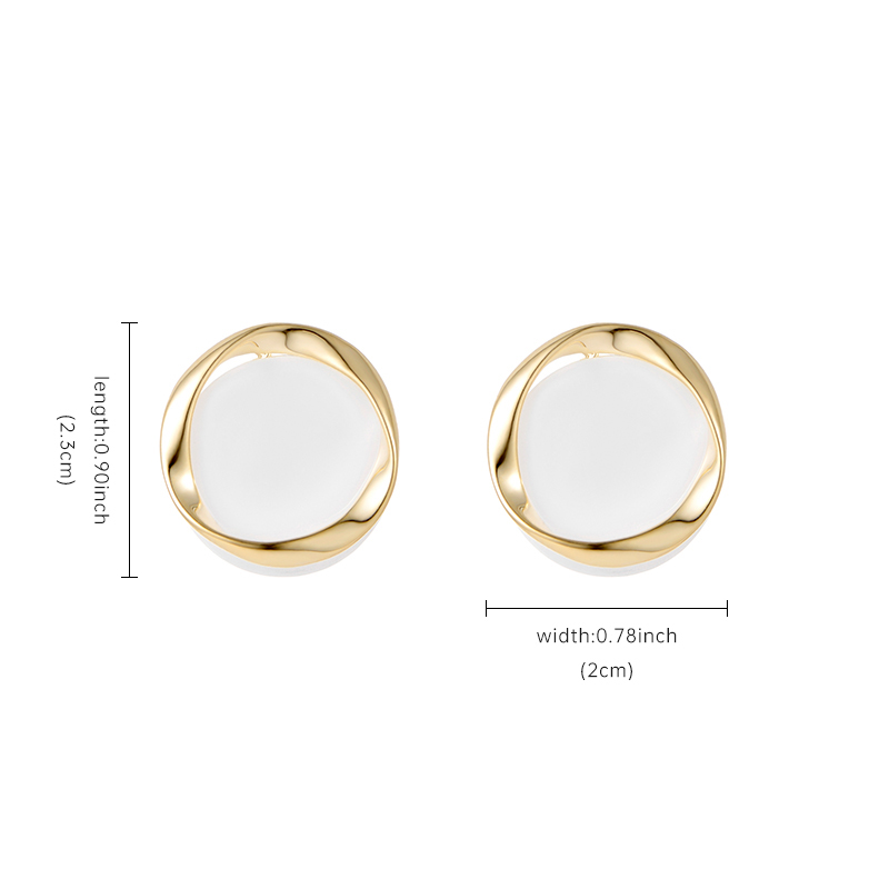 1 Pair Elegant Modern Style Korean Style Round Plating Copper 14k Gold Plated Ear Studs display picture 3