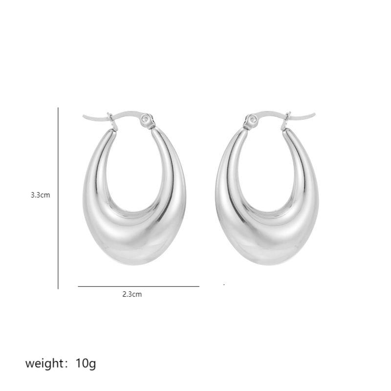 1 Pair Commute V Shape Oval Polishing Plating Stainless Steel 18K Gold Plated Earrings display picture 1