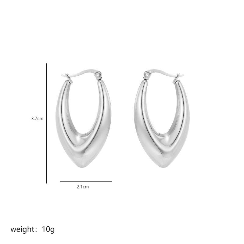 1 Pair Commute V Shape Oval Polishing Plating Stainless Steel 18K Gold Plated Earrings display picture 4