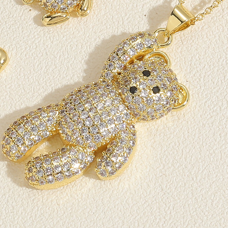 Décontractée Mignon Ours Le Cuivre Plaqué Or 14k Zircon Pendentif En Masse display picture 2