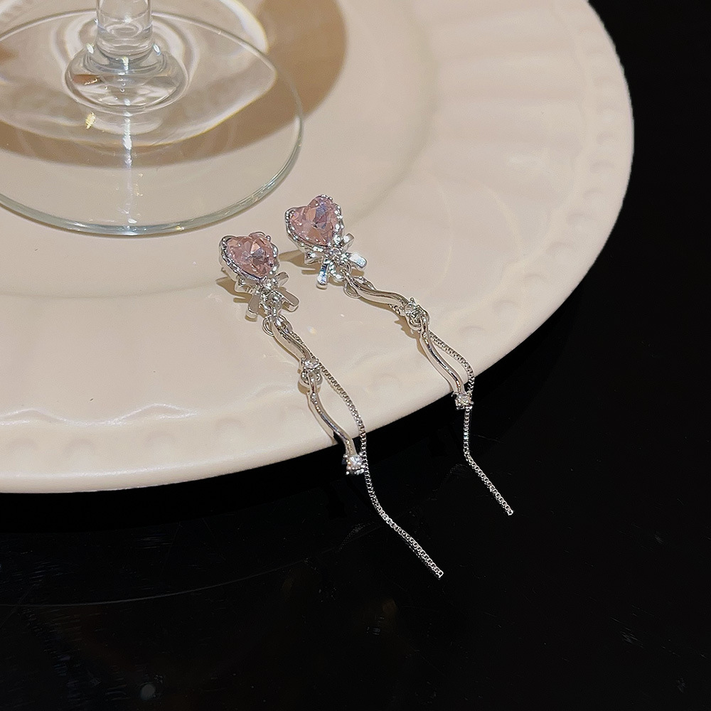 1 Paire Style Simple Noeud D'arc Incruster Alliage Zircon Boucles D'oreilles display picture 1