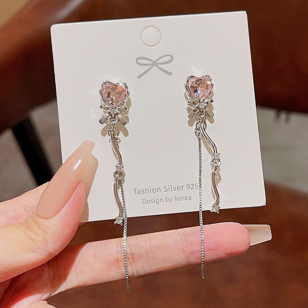 1 Pair Simple Style Bow Knot Inlay Alloy Zircon Drop Earrings display picture 2
